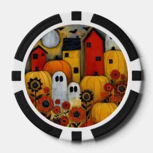 Skurrile Volkskunst-Halloween-Patch Pokerchips