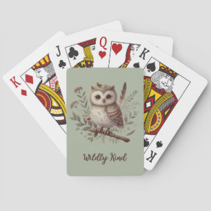 Skurrile Wald-Eulen-Botanik-Illustration Spielkarten