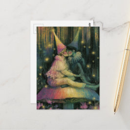 Skurrile Wald-Pilz-Fee-Traum-Romantik-Kunst Postkarte