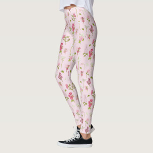 Skurrile Wasserfarbe-Feien und Blumen Rosa Leggings