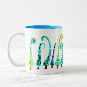 Skurrile Wasserfarben-Weihnachtsbäume Zweifarbige Tasse