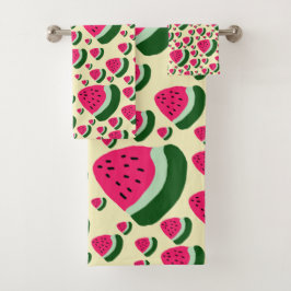 Skurrile Wassermelonen Süßes Sommerfrucht-Muster Badhandtuch Set