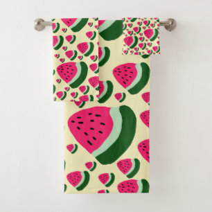 Skurrile Wassermelonen Süßes Sommerfrucht-Muster Badhandtuch Set