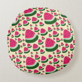 Skurrile Wassermelonen Süßes Sommerfrucht-Muster Rundes Kissen