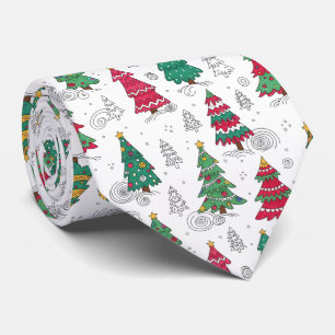 Skurrile Weihnachtsbäume Doodles Saisonell Krawatte