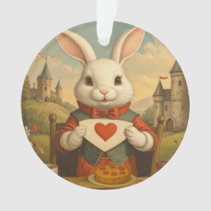 Skurrile Weiße Kaninchen-Herzen Verzauberte Wunder Ornament