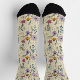 Skurrile Wildblumen-Nahtlos-Muster Socken