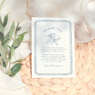 Skurrile Zitronen-Illustration   Blaue Babyshower  Dankeskarte