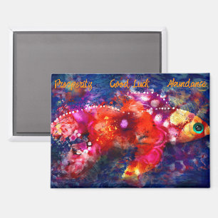 Skurriler Abstrakter Goldfisch Lila Orange Rosa Magnet