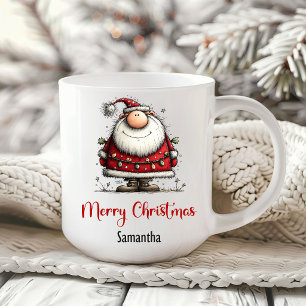 Skurriler Cartoon-Weihnachtsmann Humor Festlicher  Kaffeetasse