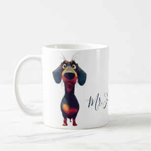 Skurriler Dackel-Charakter-Illustration Kaffeetasse