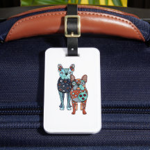 Skurriler Französische Bulldoggen-Volkskunst-Doodl