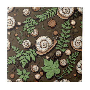 Skurriler Garten-Schnecken-Kräutermuster Fliese