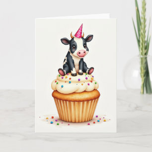 Skurriler Geburtstagskalb-Cupcake-Karten Karte