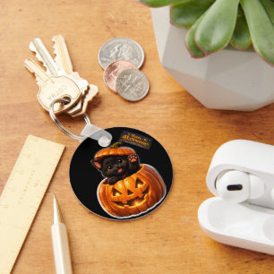 Skurriler glücklicher Halloween-Rundschlüsselanhän Schlüsselanhänger