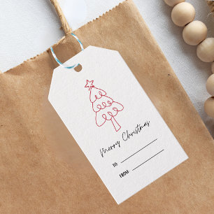 Skurriler handgezeichneter Doodle-Weihnachtsbaum Geschenkanhänger