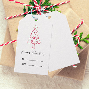Skurriler handgezeichneter Doodle-Weihnachtsbaum Geschenkanhänger