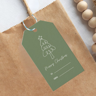 Skurriler handgezeichneter Gekritzel-Weihnachtsbau Geschenkanhänger