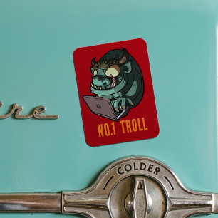 Skurriler Internet-Troll Nummer 1 Laptop-Cartoon Magnet