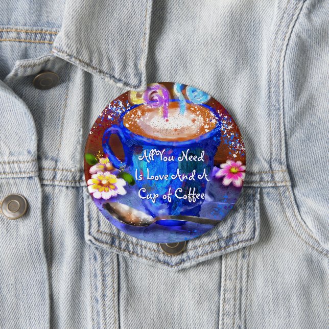 Skurriler Kaffeebecher Floral Personalisiert Button (Beispiel)
