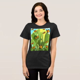 Skurriler Kaktus und Schmetterlinge Tri-Blend Shirt