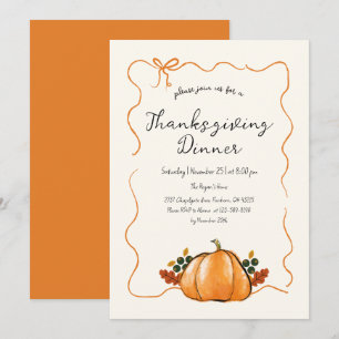 Skurriler Kürbis-Handschrift Thanksgiving-Dinner Einladung