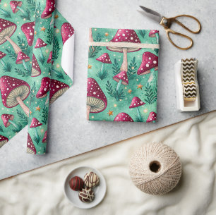 Skurriler Leuchtender Pilzwald Muster Geschenkpapier