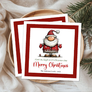 Skurriler lustiger Weihnachtsmann Cartoon-Party-Pa Serviette