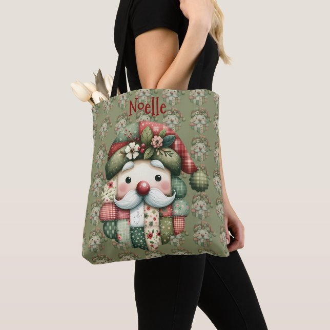 Skurriler Patchwork-Weihnachtsmann im Volkskunstst Tasche (Von Nahem)