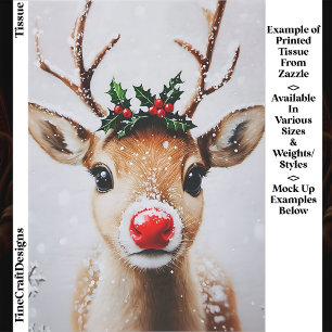 Skurriler Rentier Rudolph Rote Nase EJ2 Dekoupage Seidenpapier
