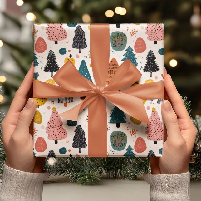 Skurriler Retro-Weihnachtsbaum Geschenkpapier (Von Creator hochgeladen)
