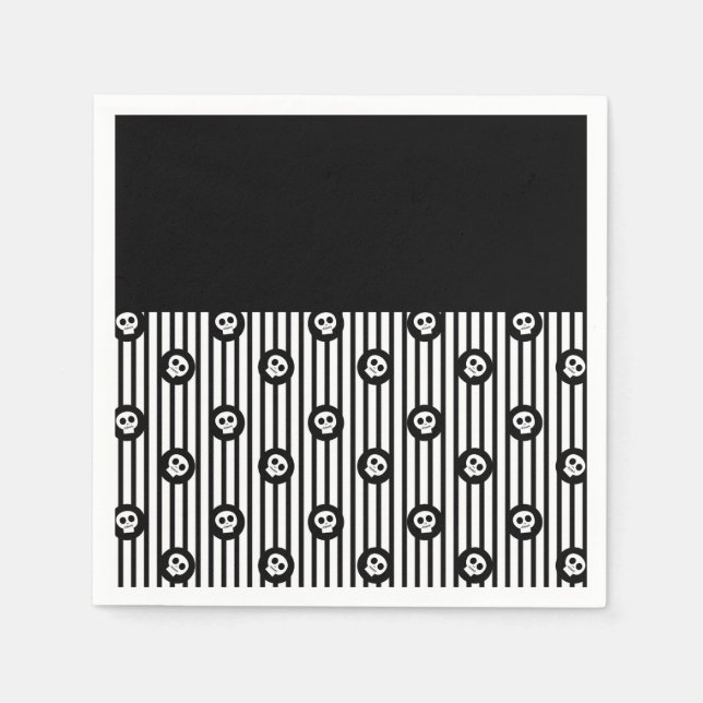 Skurriler Totenkopf Schwarz & Weiß Totenköpfe Hall Serviette (Vorderseite)