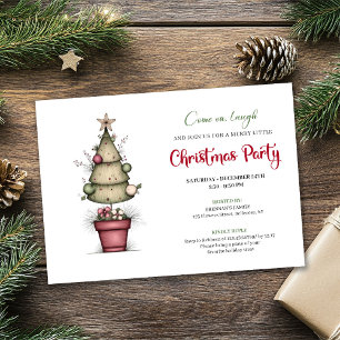 Skurriler Wasserfarben-Tannenbaum-chicer Weihnacht Einladung