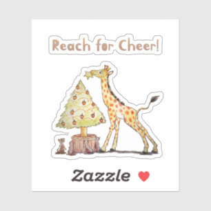 Skurriler Weihnachtsbaum-Zeichnung mit Giraffe Aufkleber