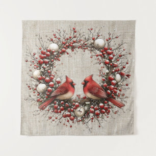 Skurriler Weihnachtskranz Wandteppich