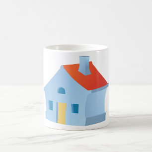Skurriles Cartoon-Haus Farbige Spielende Heimat Kaffeetasse