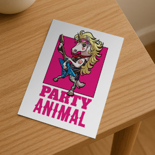 Skurriles Einhorn 80er Glam Metal Party Tier Carto Postkarte