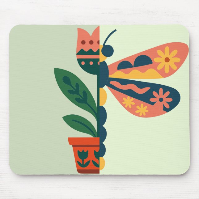 Skurriles florales Libellen-Design Mousepad (Vorne)