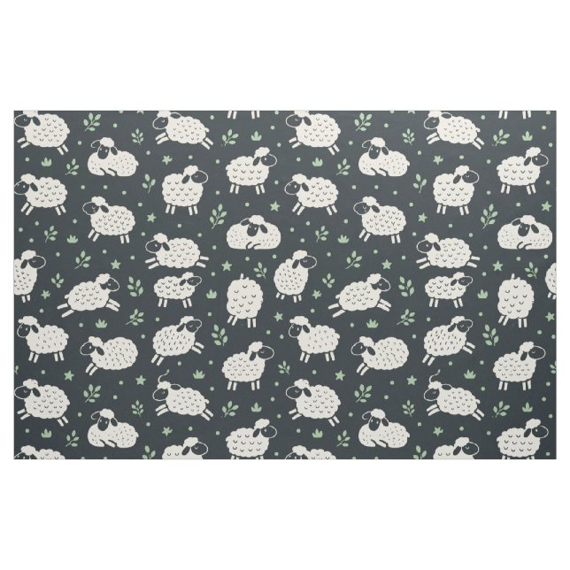 Skurriles Fluffschaf-Muster Stoff (Yard (91,4 cm))