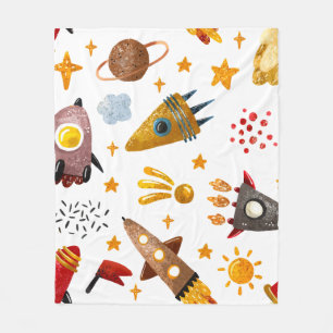 Skurriles Galaxy-Raketen-Weltraum-Muster Babydecke Fleecedecke