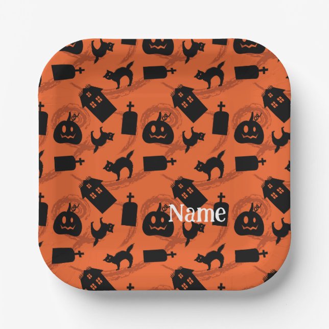 Skurriles Halloween-Muster Pappteller (Vorderseite)