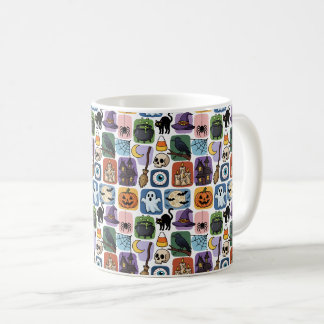Skurriles Halloween-Patchwork-Muster Kaffeetasse