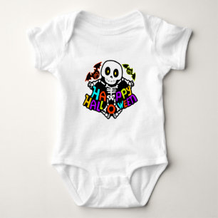 Skurriles Halloween-Skelett- und Fledermausdesign Baby Strampler