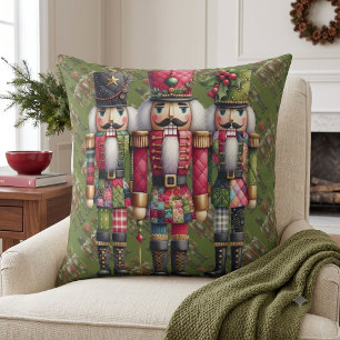 Skurriles Patchwork-Weihnachts-Nussknacker-Trio Kissen