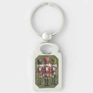 Skurriles Patchwork-Weihnachts-Nussknacker-Trio Schlüsselanhänger