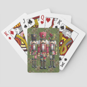 Skurriles Patchwork-Weihnachts-Nussknacker-Trio Spielkarten