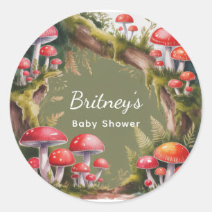 Skurriles Pilz-Baby-Shower Runder Aufkleber