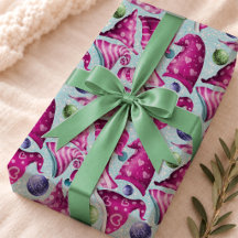 Skurriles Rosa Blau Retro Weihnachts-Gnom-Muster