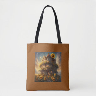 Skurriles Sonnenblumenhaus Sommer Tasche