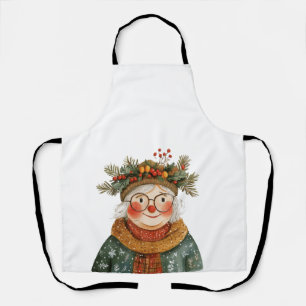Skurriles Weihnachts-Oma-Dekokissen Schürze